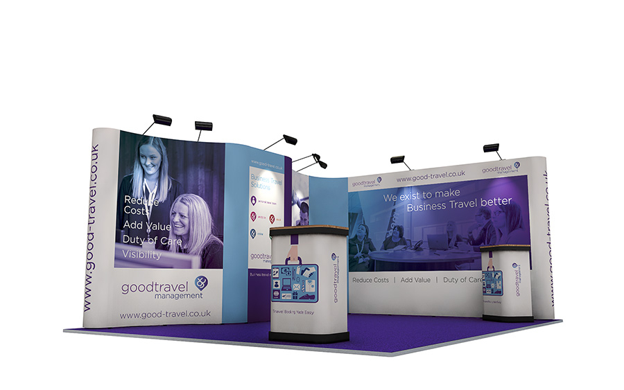 Linked Pop Up Exhibition Stand 5m x 4m