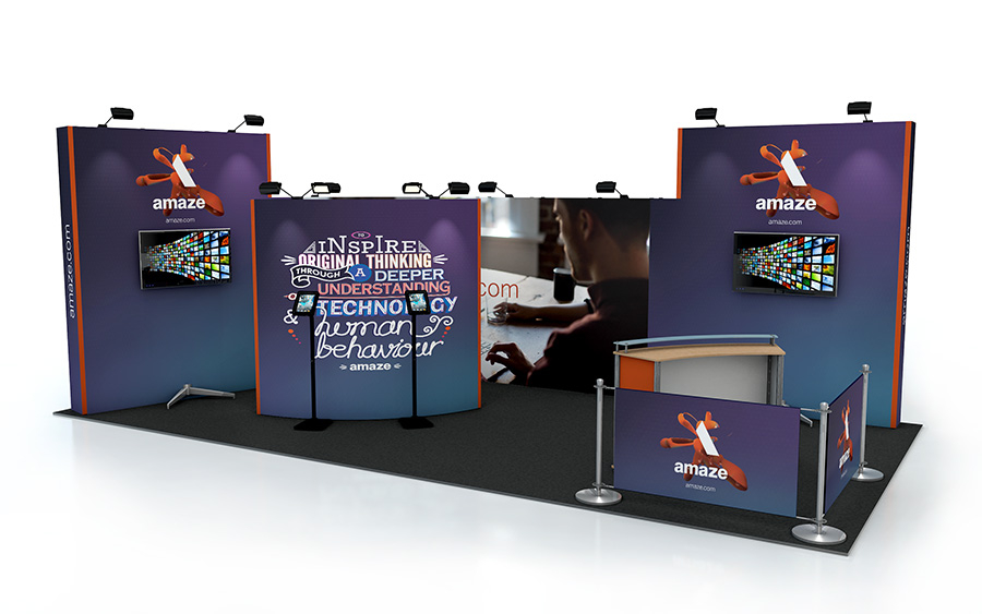 Linked Pop Up Exhibition Stand 8m x 4m Back Wall
