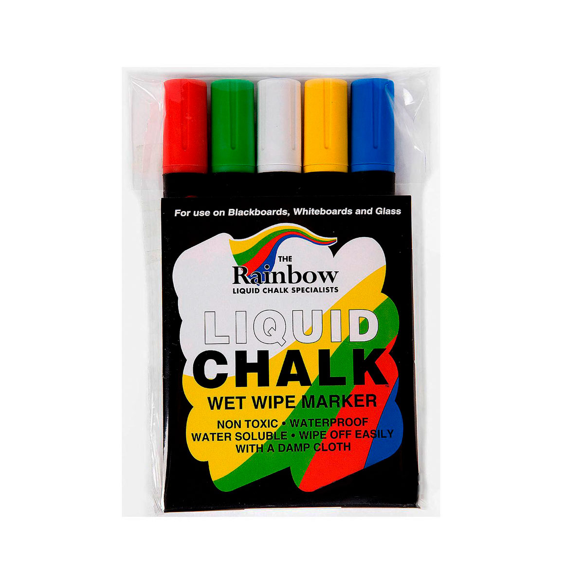 Chalkboard pens for use with wooden chalkboards. Pack of 4 liquid chalk pens in 4 colours, wipes clean with dry cloth.