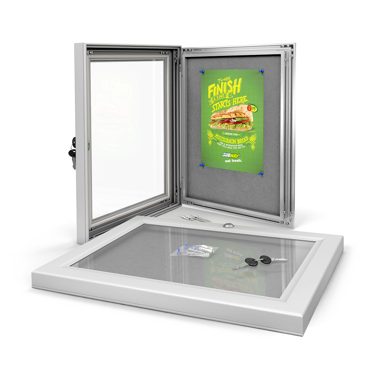 MEMOLOX® A3 Size Pinnable Fabric Lockable Noticeboard