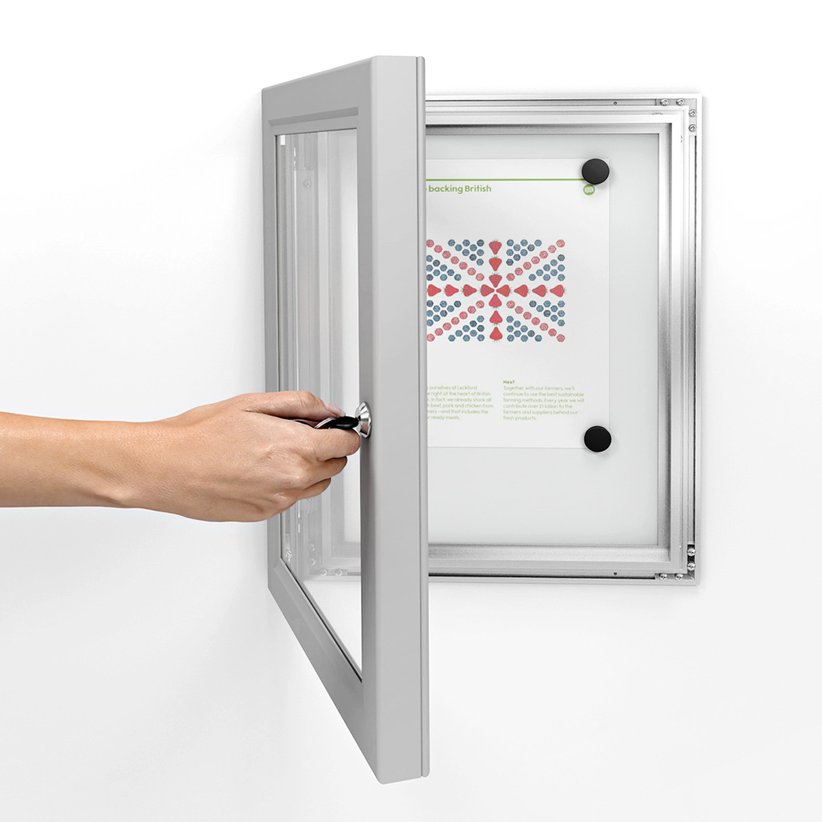 MEMOLOX® Magnetic Lockable Noticeboards Door Opening