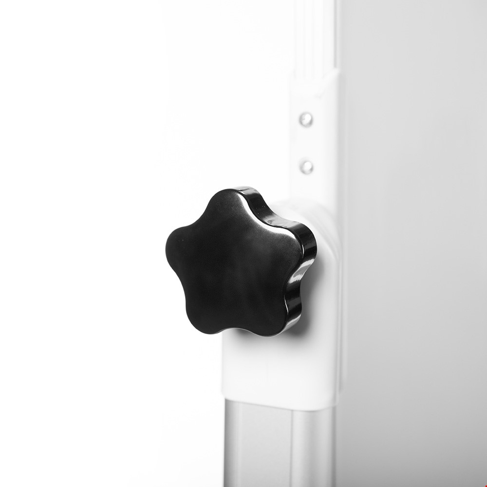 Mobile Swivel Whiteboard Features A Crank For Locking The Swivel Writing Board into Position At Any Angle