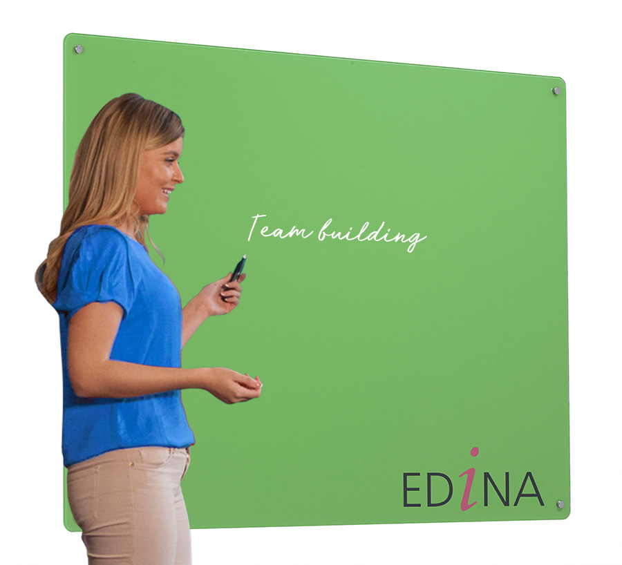 Lime Coloured Magnetic Glassboard with Printed Logo