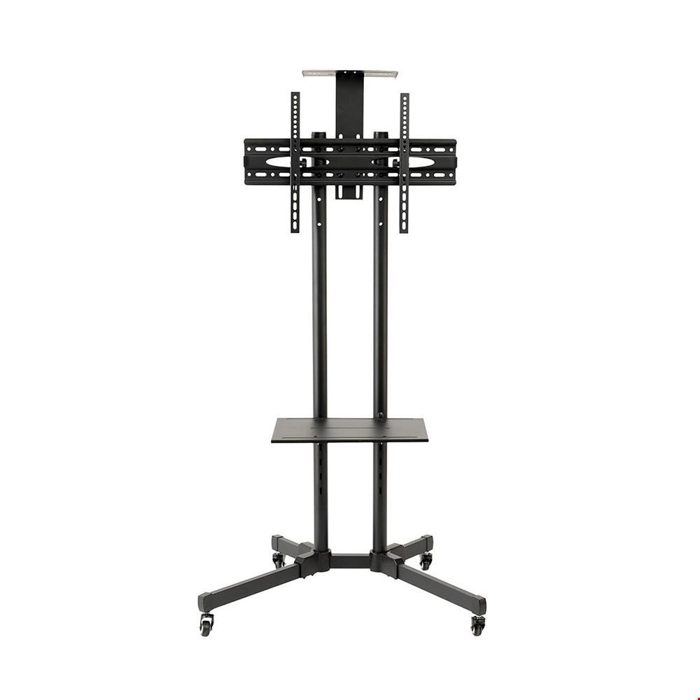Portable TV And Monitor Stand With Adjustable Shevles And Heavy-Duty Castor Wheels