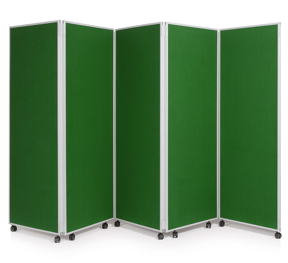 5 Panel Mobile Concertina Screen Office Partition in Green