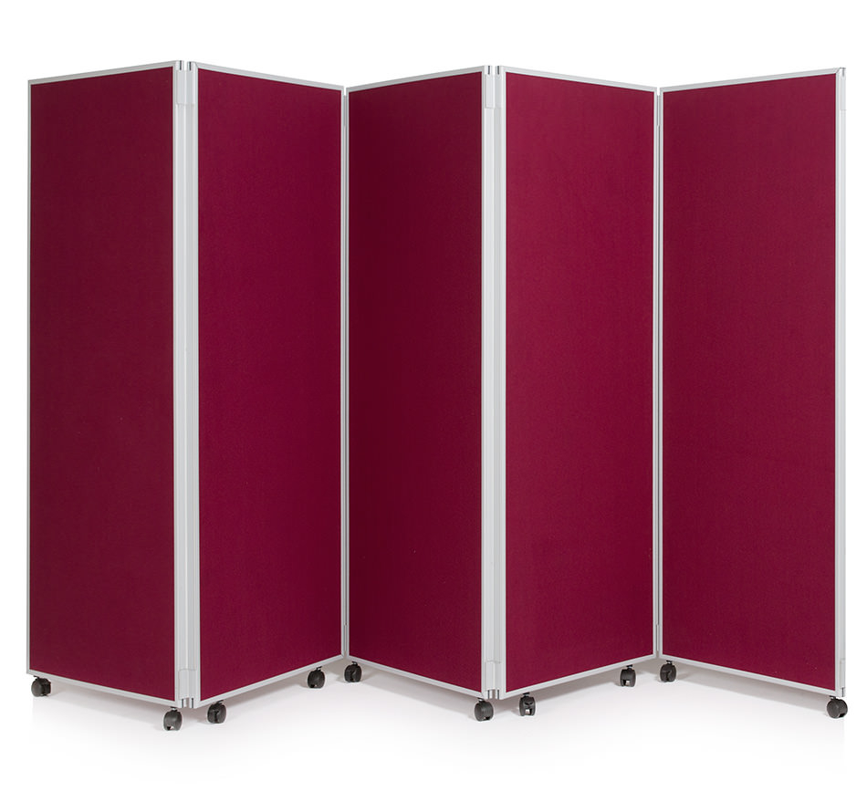 5 Panel Mobile Concertina Screen Room Divider - available in 14 colours