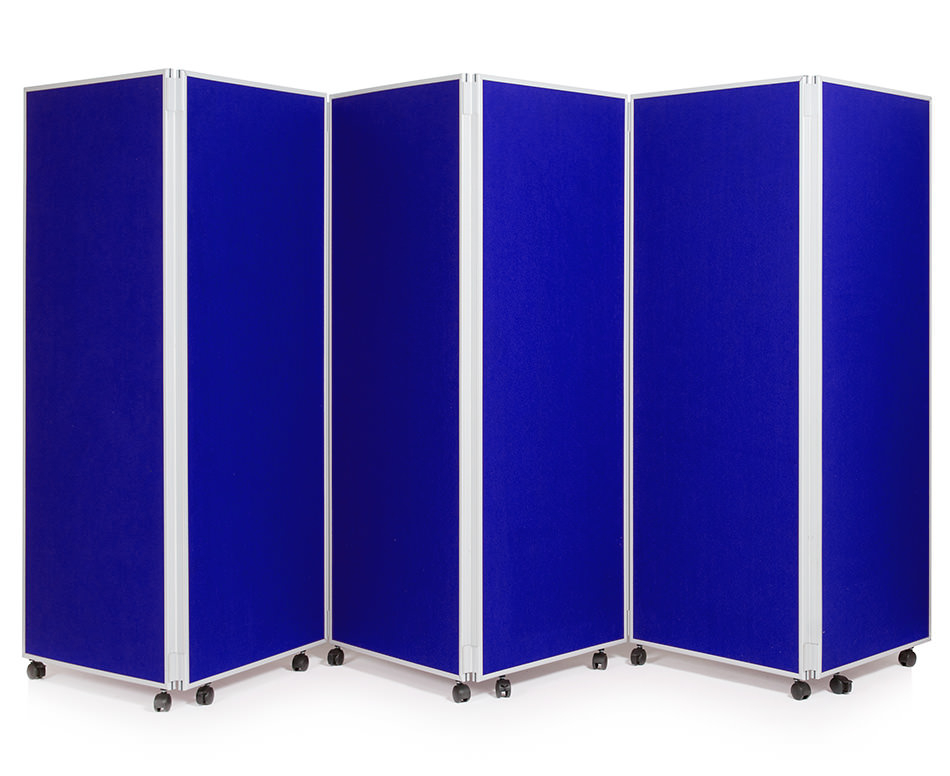 6 Panel Mobile Concertina Screen in Blue