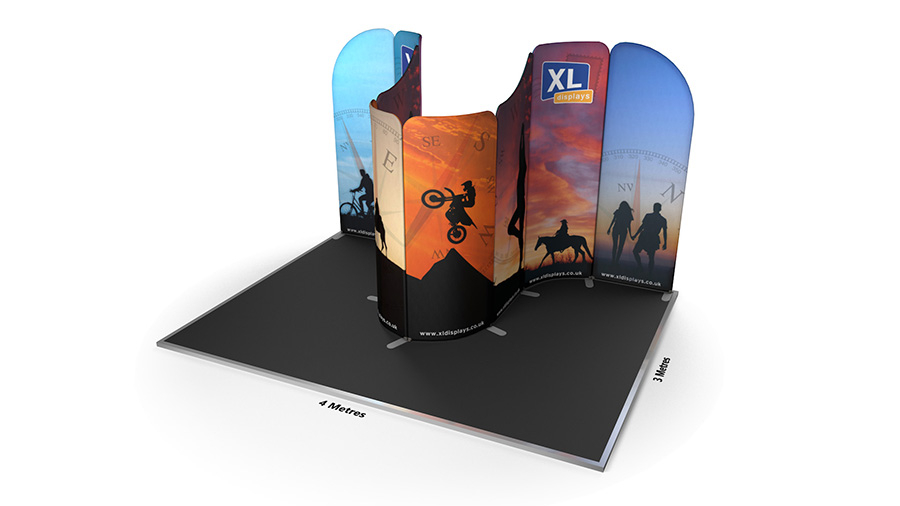 Modulate™ 3m x 4m Curved Fabric Back Wall Display Stand
