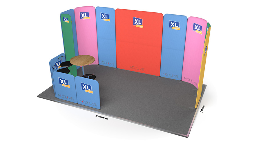 Modulate™ 5m x 3m Tensioned Fabric Exhibition Stand with Meeting Area