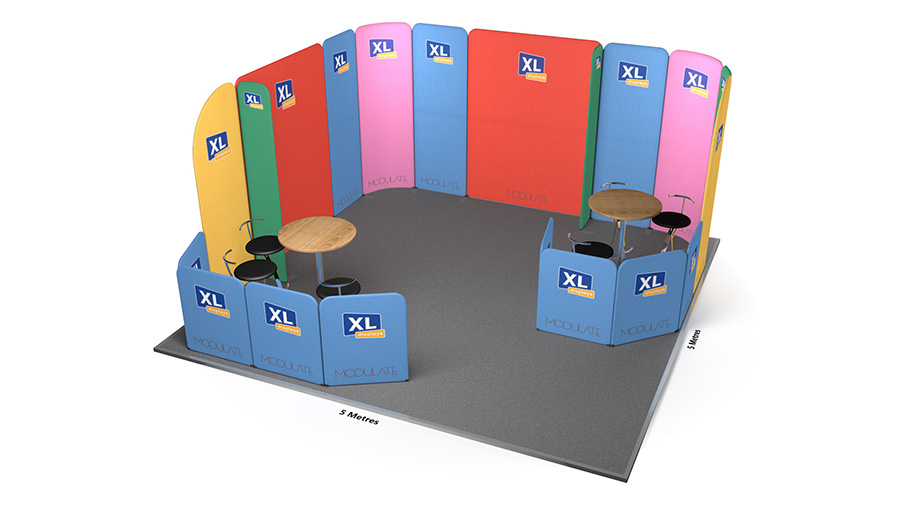 Modulate™ 5m x 5m Fabric Exhibition Booth with x2 Meeting Areas