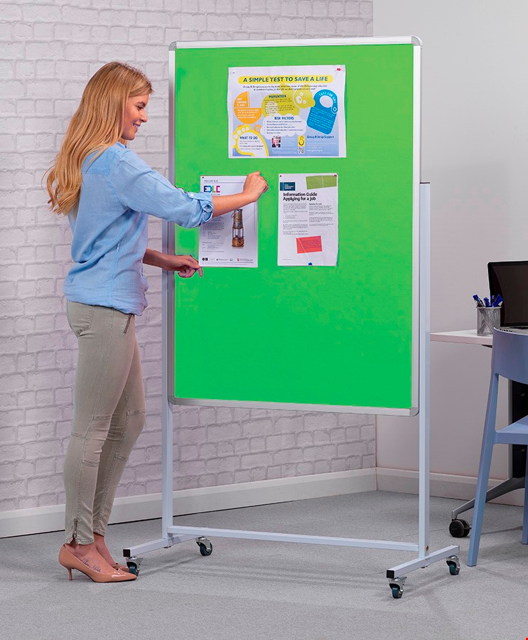 Light Green Mobile Notice Board on Wheels - Ideal For Schools and Colleges