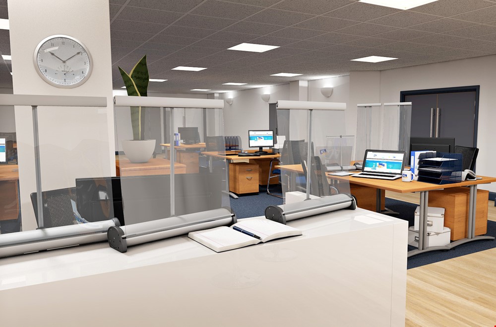 Retractable Office Divider - Desktop Sneeze Guard Ideal For Reception Desks