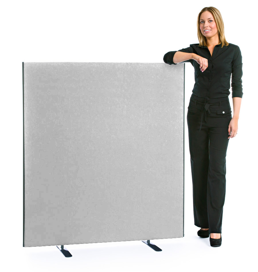 1400mm High Office Screen in Light Grey Fabric