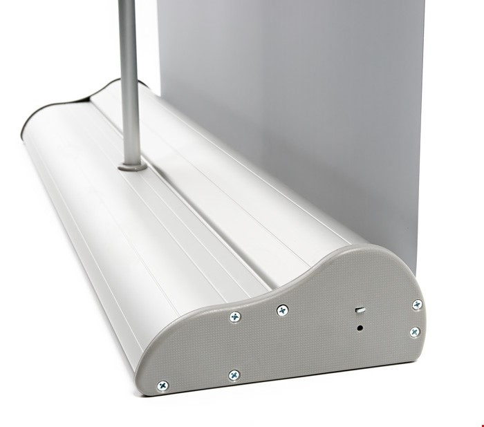 Slimline Aluminium Orient Banner Base With Front Loading Graphic
