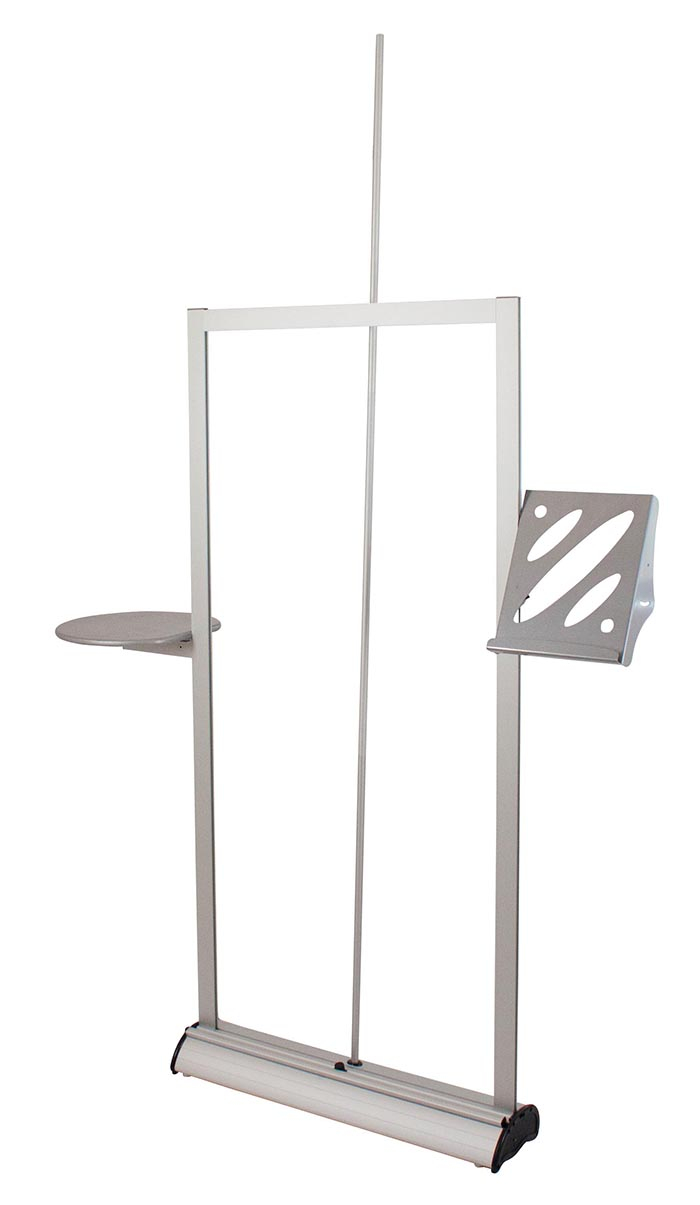 Shelf Shown Attached to Banner Frame Without Pull Up Graphic (Literature Holder Sold Separately)