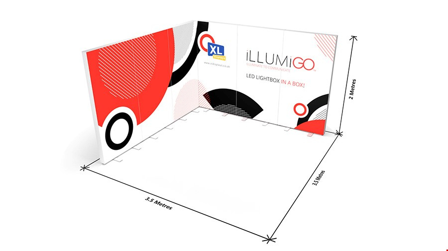 Overall Dimensions Of iLLUMiGO™ 3x3 Backlit Fabric Exhibition Stand