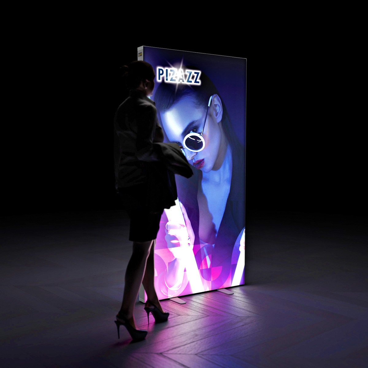 PIZAZZ® Freestanding LED Fabric Lightbox With SEG Graphics
