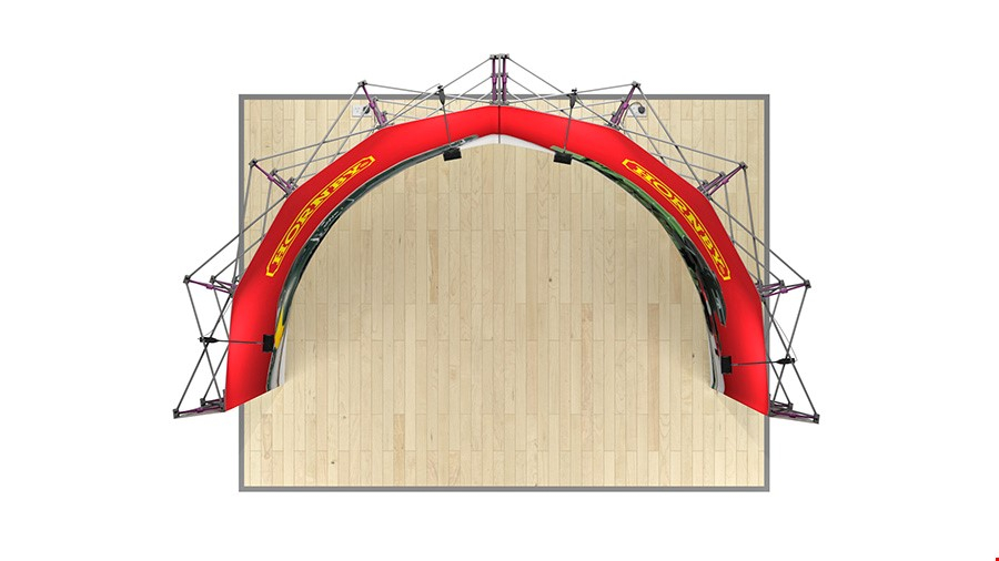 Plan View of 4m Curved Fabric Backwall Display - Highly Portable Exhibition Wall