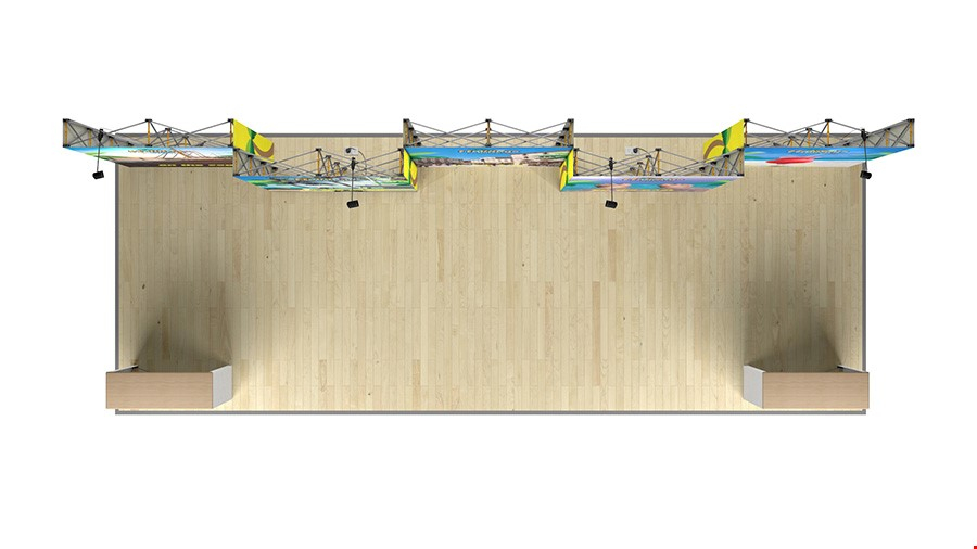Plan View of 8m Tension Fabric Pop Up Stand With Optional Counters