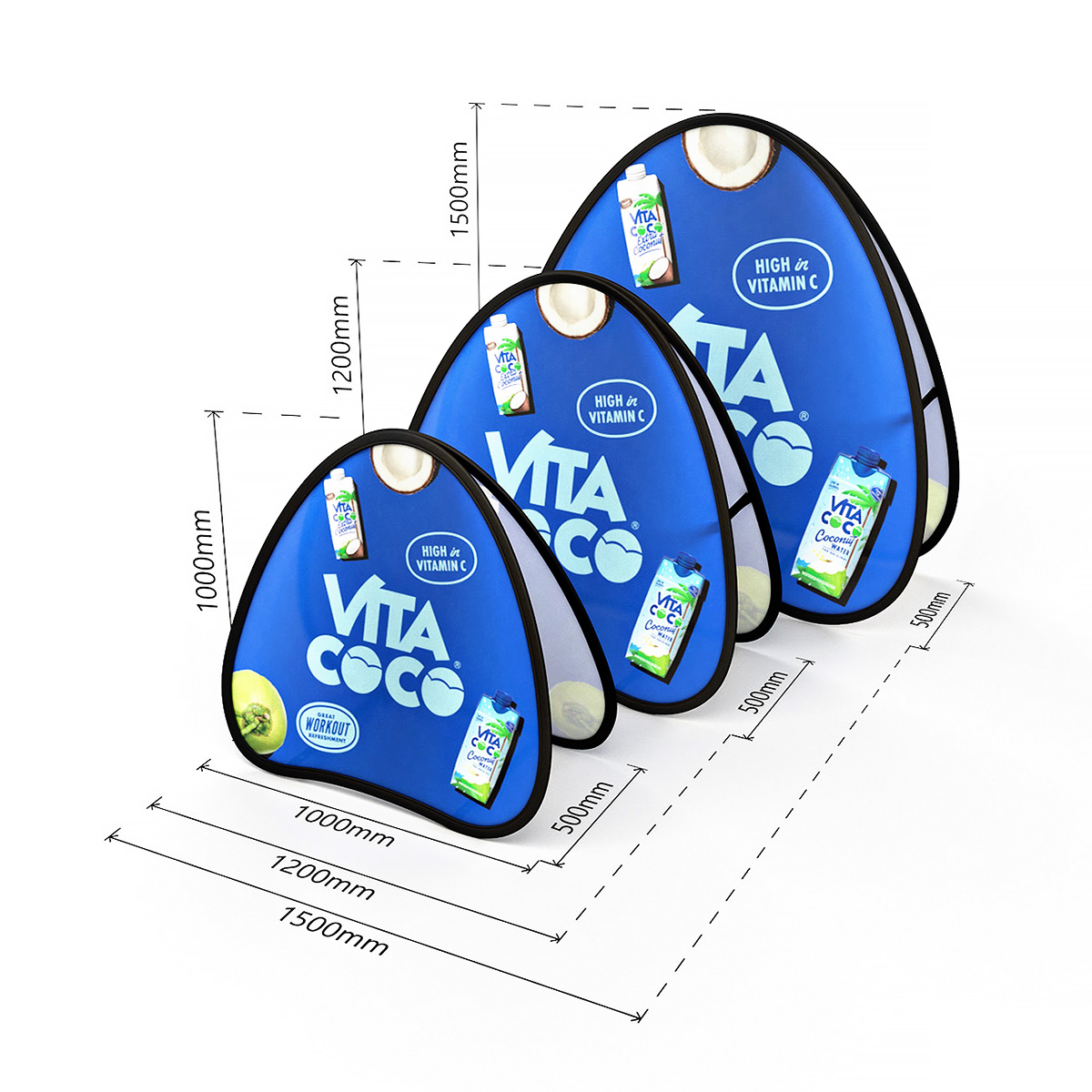Dimensions of Semi-Circle Pop Out Banners