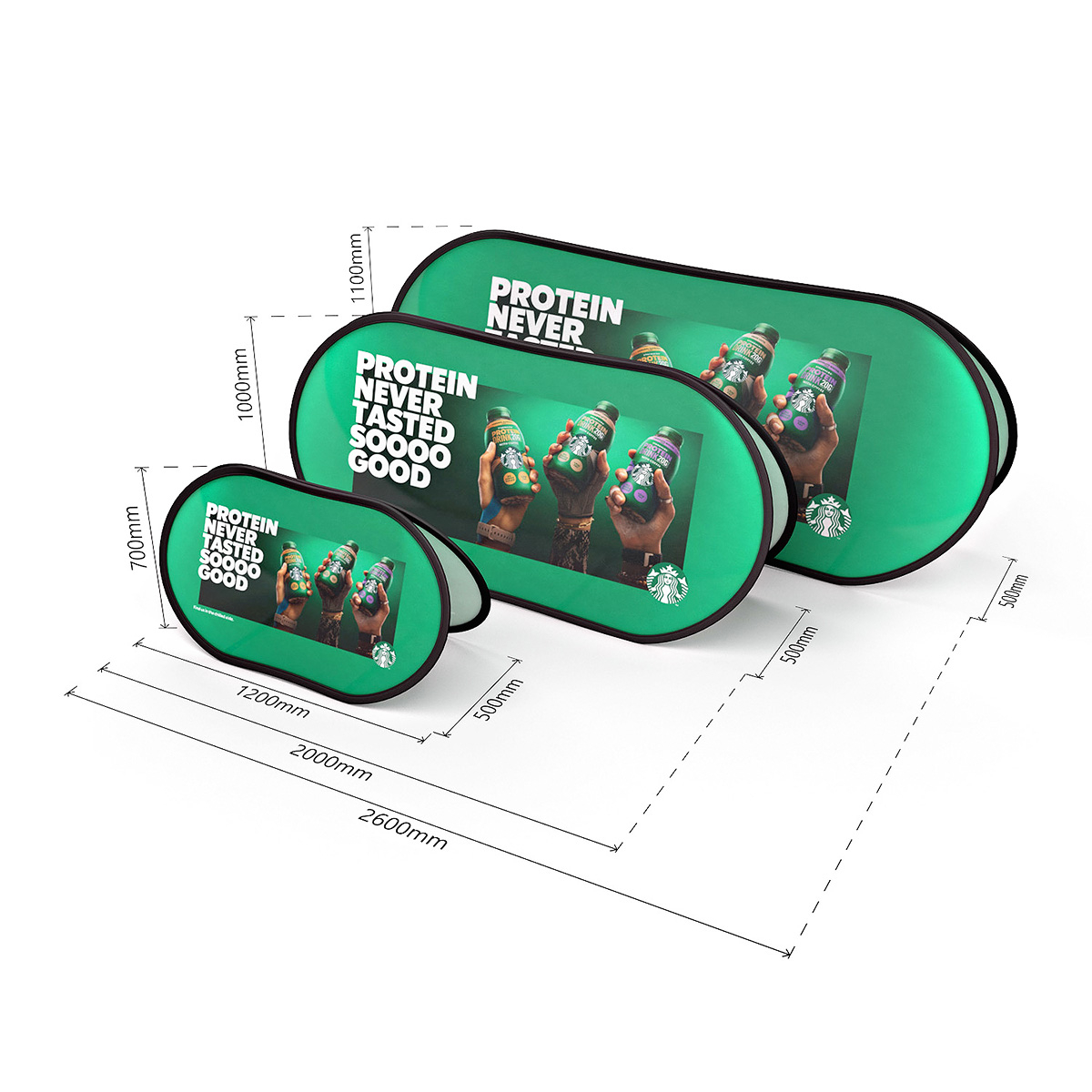 Dimensions of Oval Pop Up Banner Double Sided Outdoor Displays