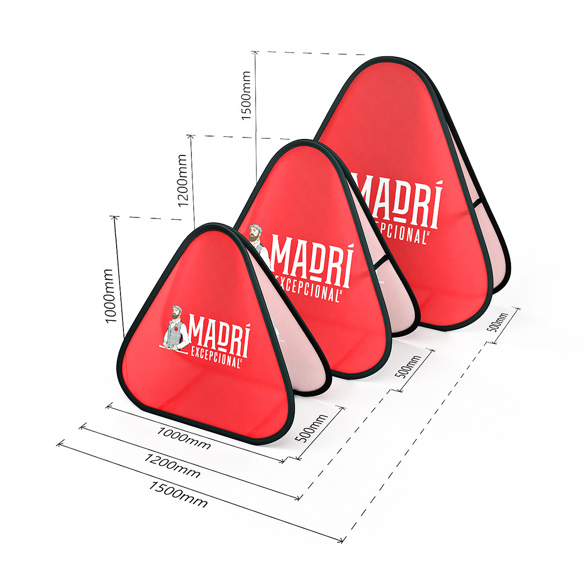 Dimensions of Triangle Spring Up Banners
