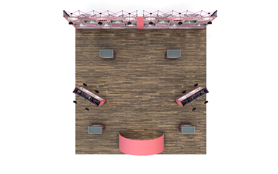 Pop Up Exhibition Stand 8m x 8m With Fabric Arch Plan View