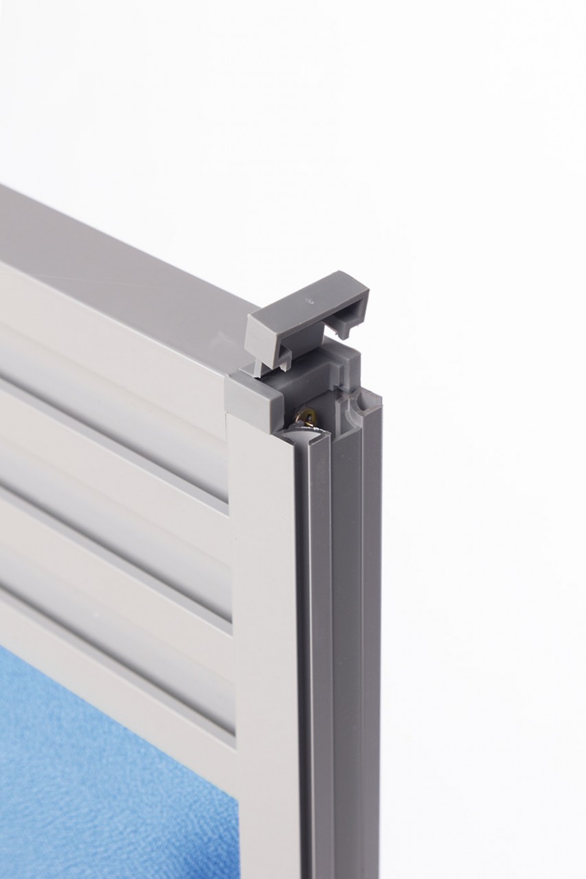 End Cap Lifts on Corner of Desktop Screen to Insert Finishing/Linking Strips