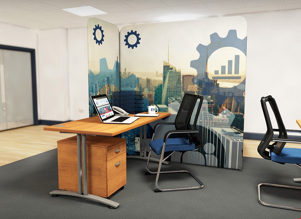 Printed Office Screen Solutions For Office Workspaces - They Provide 360° Branding As Well As Privacy