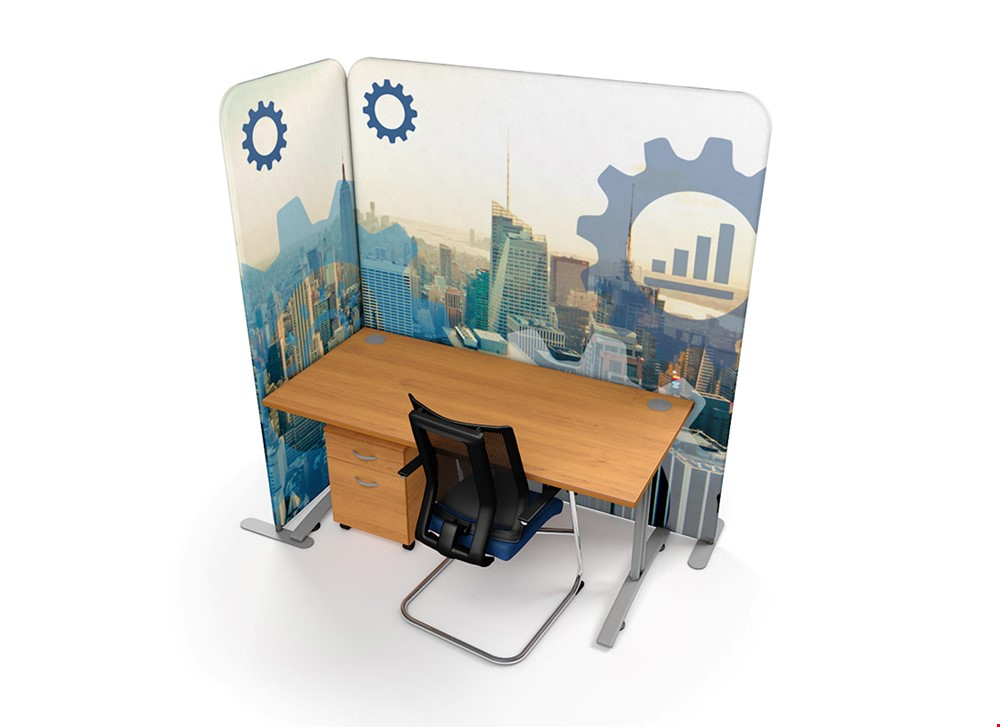 Printed Office Dividers That Create Private Workspaces - Includes Two Printed Modulate™ Printed Display Screens