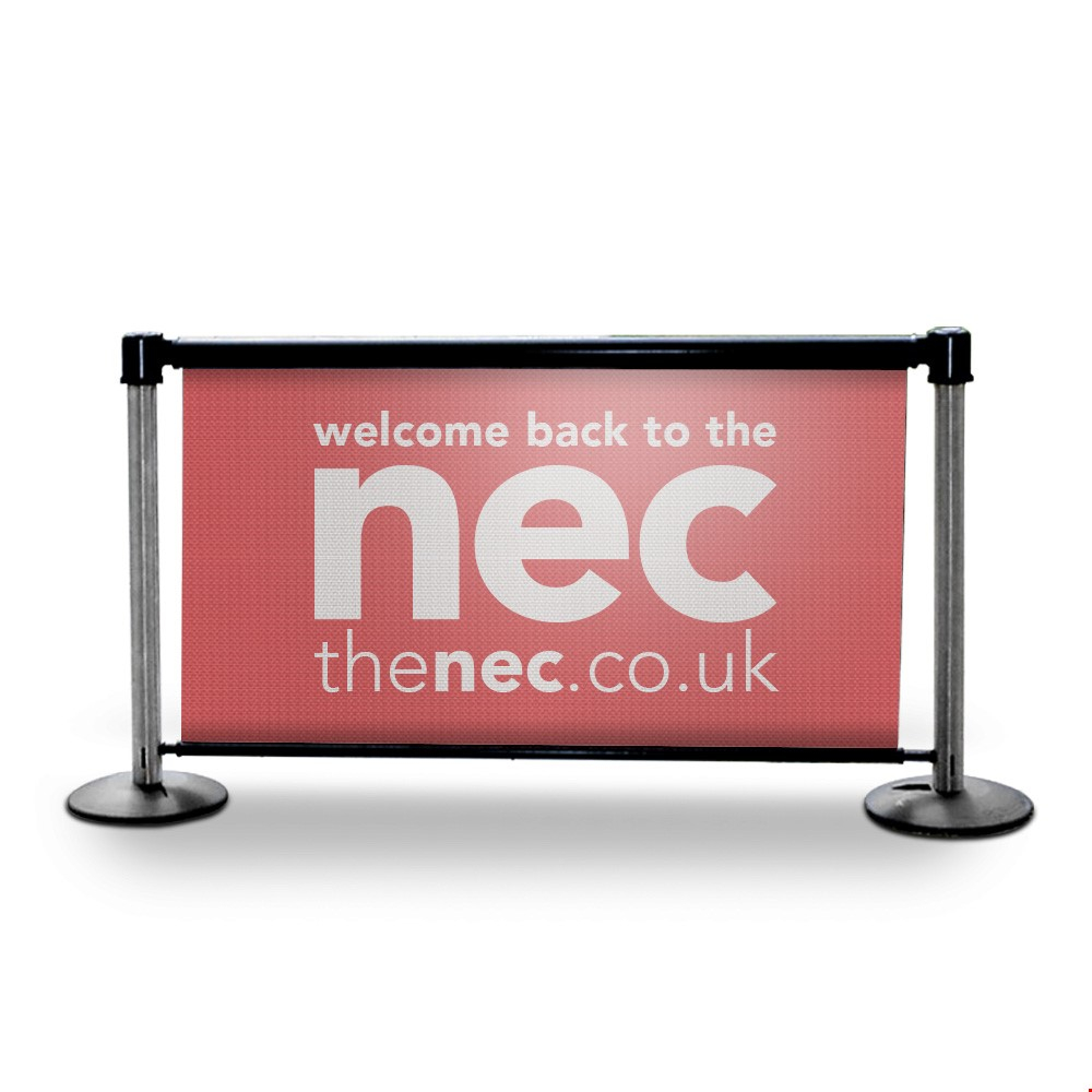 Printed Retractable Queue Barrier RollerSigns With Mesh Graphic (Belt Barrier Posts Sold Separately)