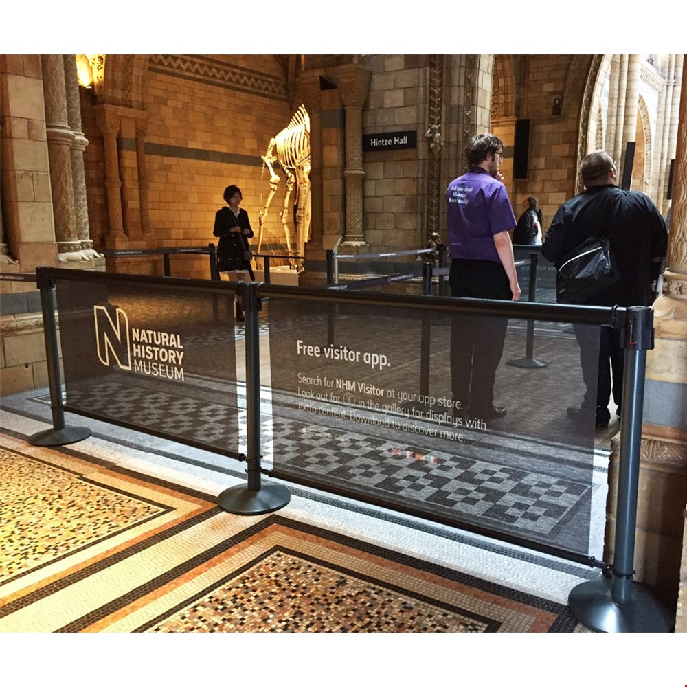 Printed Retractable Queue Barriers RollerSigns  With Single Sided Mesh Graphic  (Belt Barrier Posts Sold Separately)