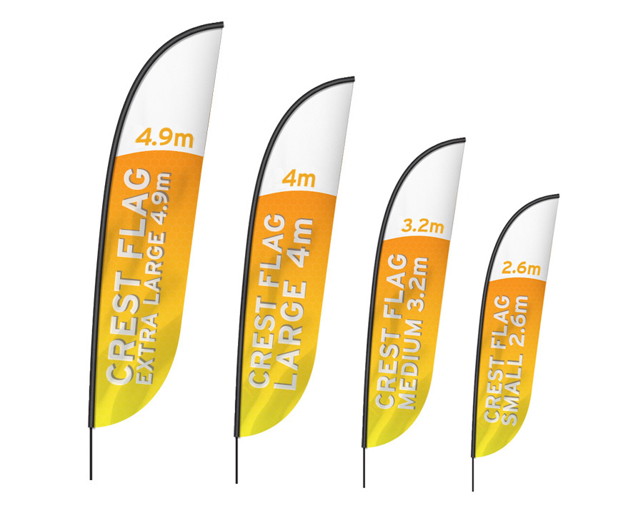 Crest Promotional Flag Banners Flag and Pole Only - Small, Medium, Large and Extra Large