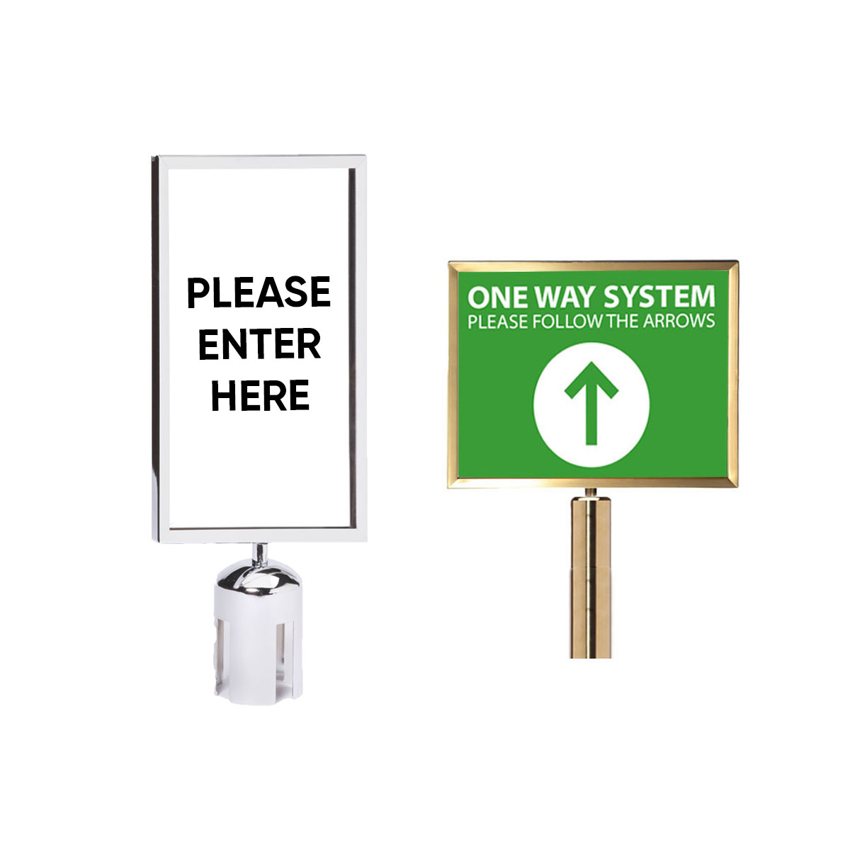Rope And Post Queue Barrier Sign Frames