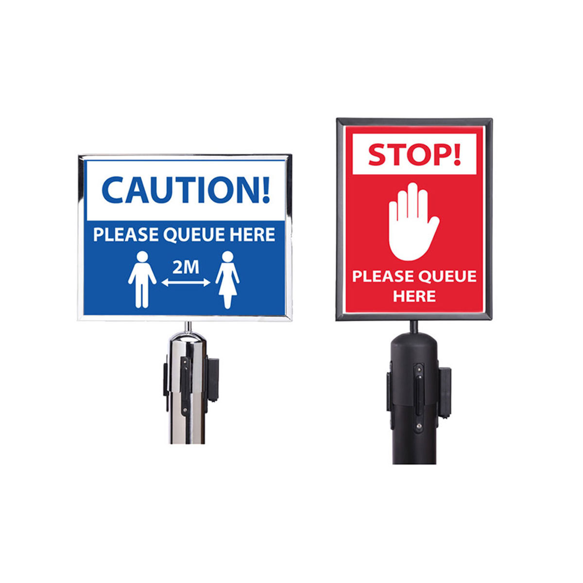 Queue Barrier Sign Holder. For Use With  Retractable Queue Barriers. Work With All Major Brands. A3 or A4 Size Complete With Post Adaptor For Quick & Easy Fit. 