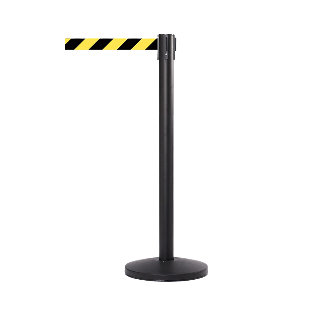 QueueMaster Freestanding Stanchion With Black And Yellow High Visibility Tape 