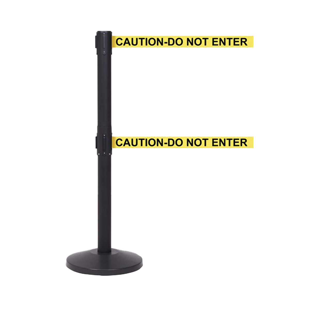 QueueMaster Twin Retractable Belt Barriers Also Include Eight Pre-printed Warning Message Belt Options