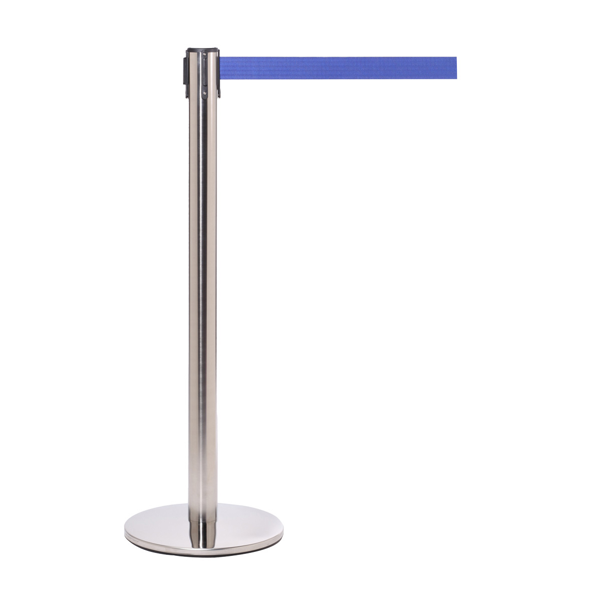 QueuePro Retractable Queue Barriers With Polished Stainless Stanchions And Low Profile Base