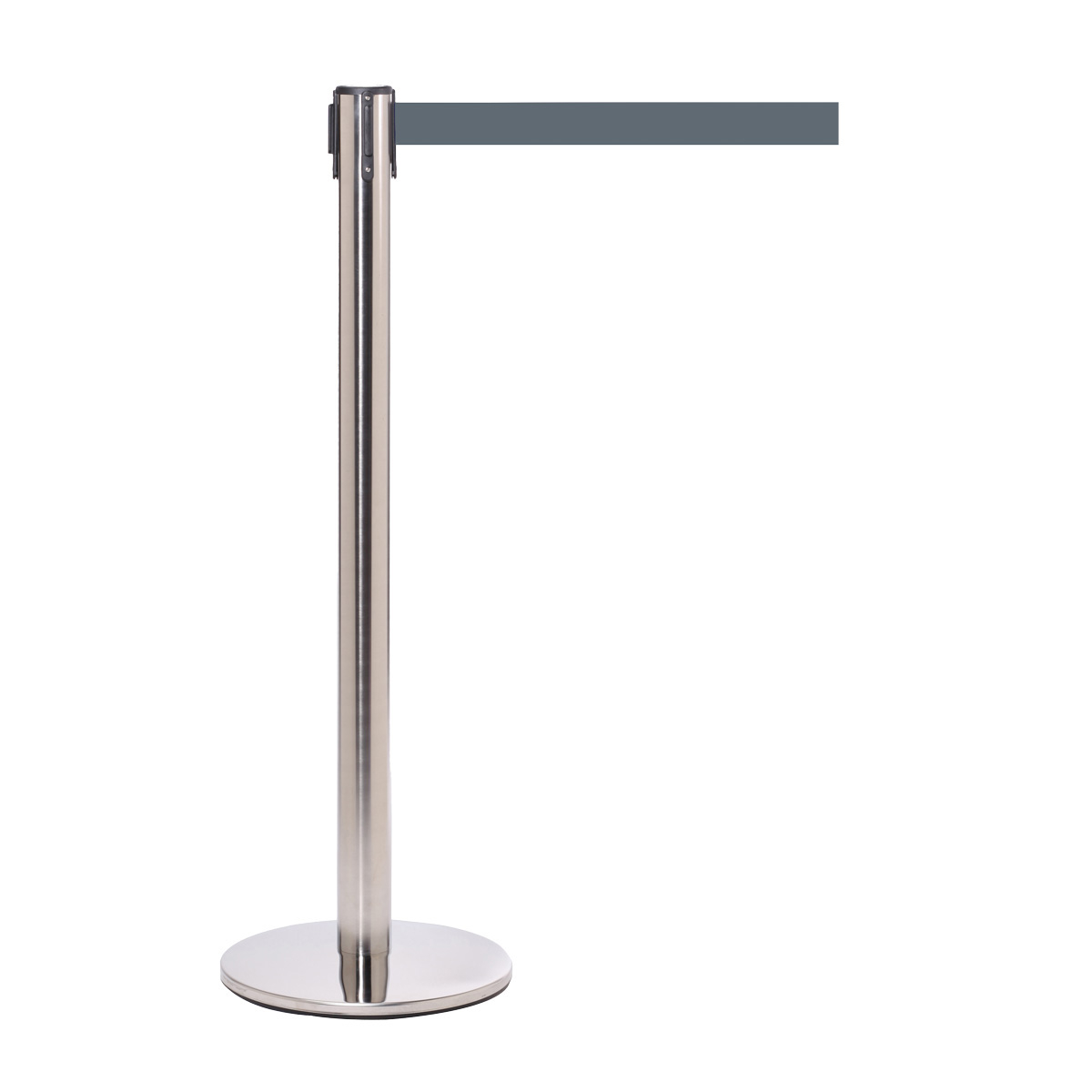 QueuePro Retractable Queue Barriers Are Supplied With Universal Tap End That Feature a Belt Lock to Prevent Accidental Release