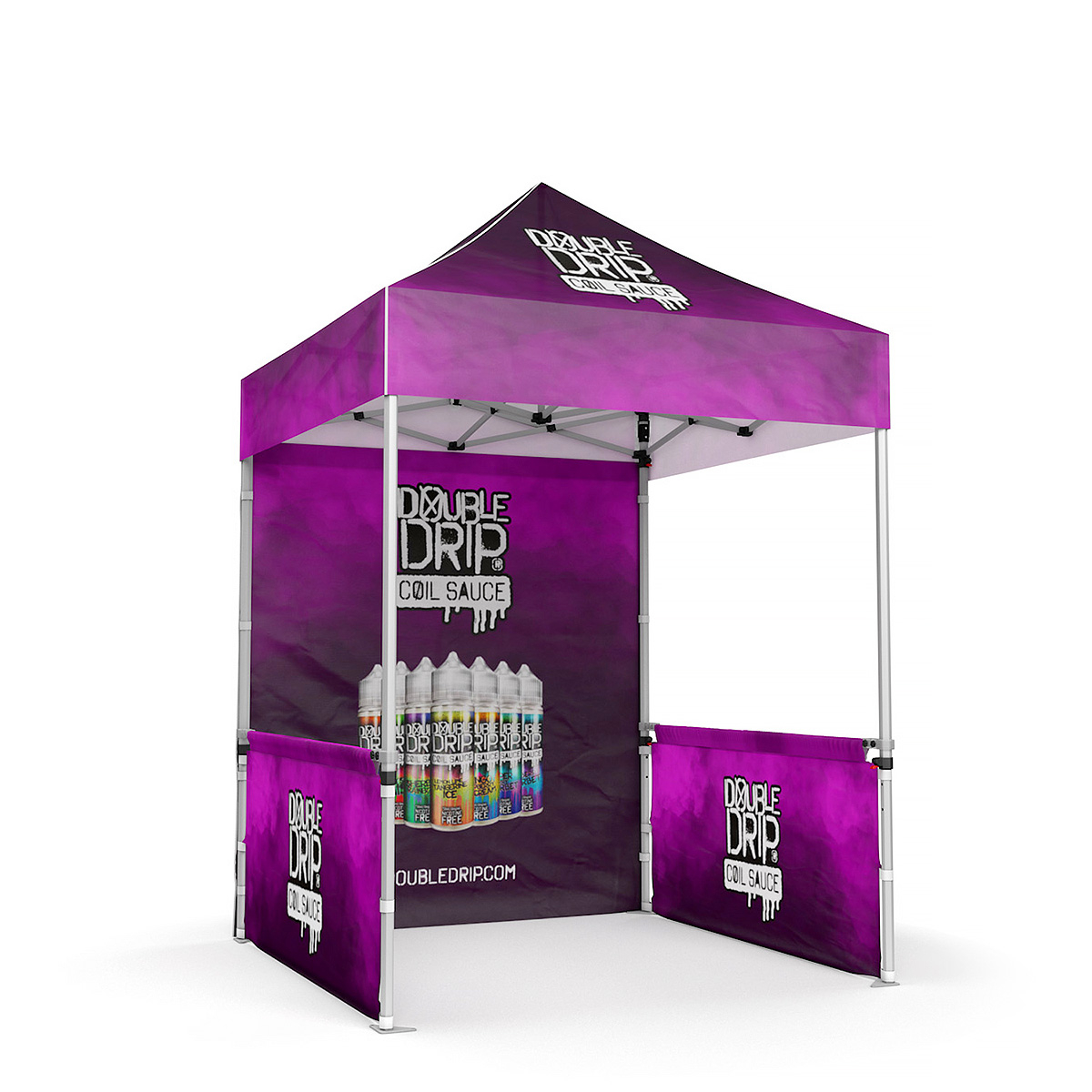 RHINO® 2x2 Promotional Tent Gazebo With Printed Back Wall And Two Half Walls
