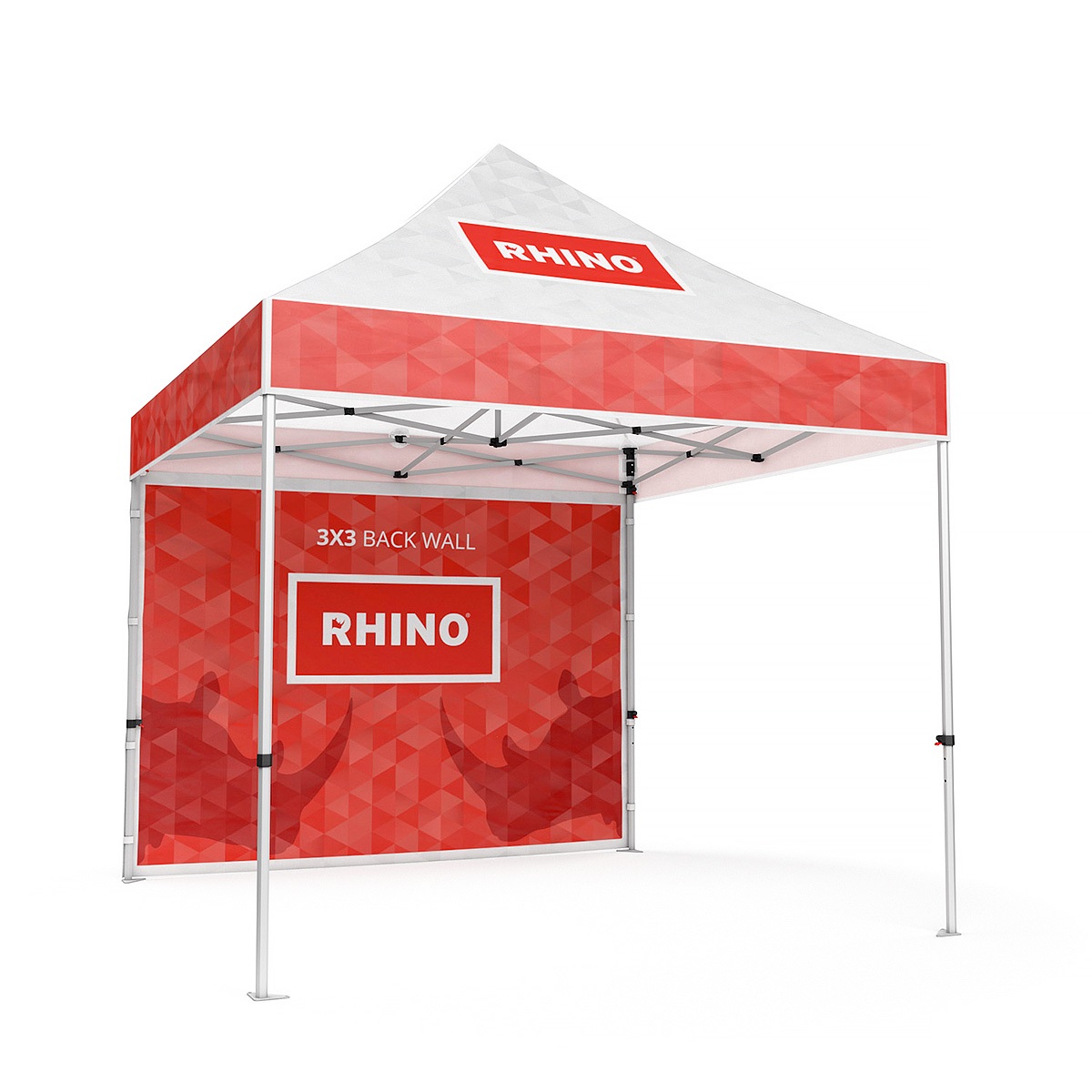 RHINO® 3m x 3m Branded Gazebo With Back Wall