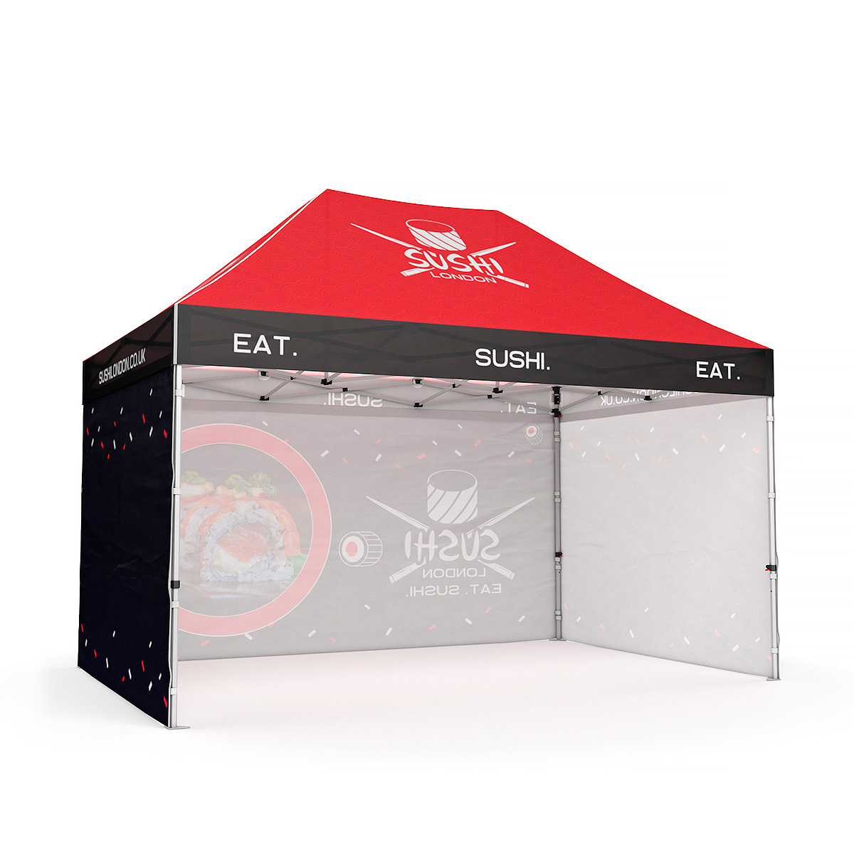 RHINO® 3x4.5 Branded Promotional Gazebo With Single Sided Printed Full Height Walls