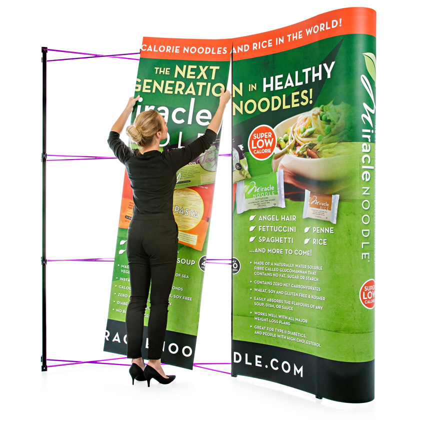 Graphic Panels Attached Easily to Pop Up Frame (3x3 Pop Up Stand Shown)