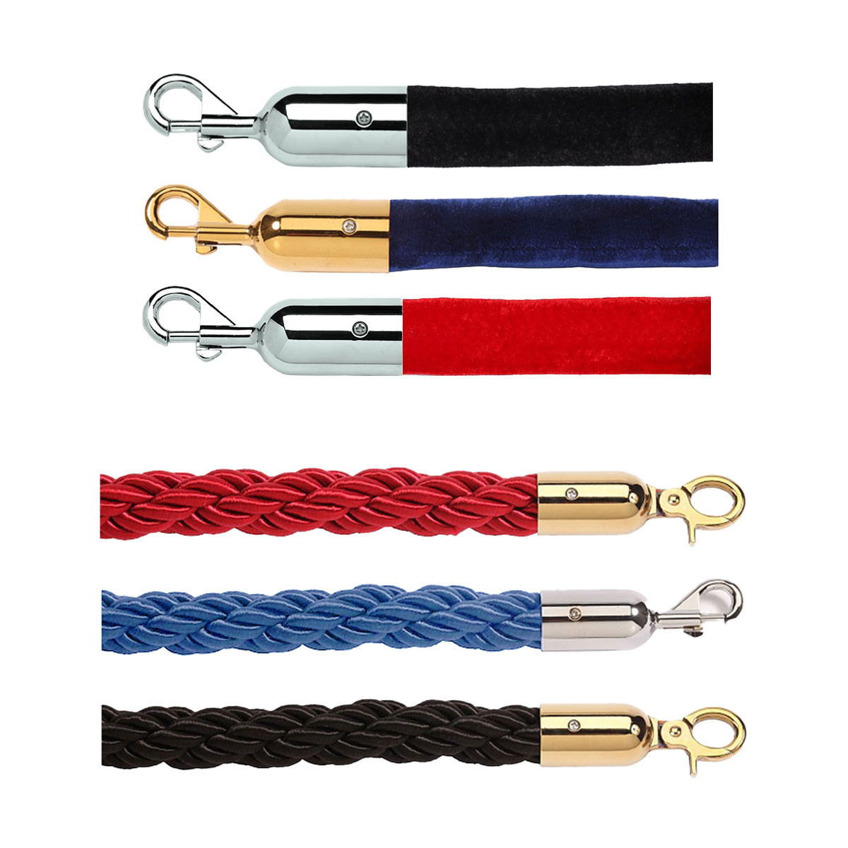 RopeMaster Post Barrier Ropes. Create Elegant Queue Systems With Post & Rope Barriers. Braided or Velour Ropes in Red, Black or Blue. Compatible Stanchions Sold Separately. 