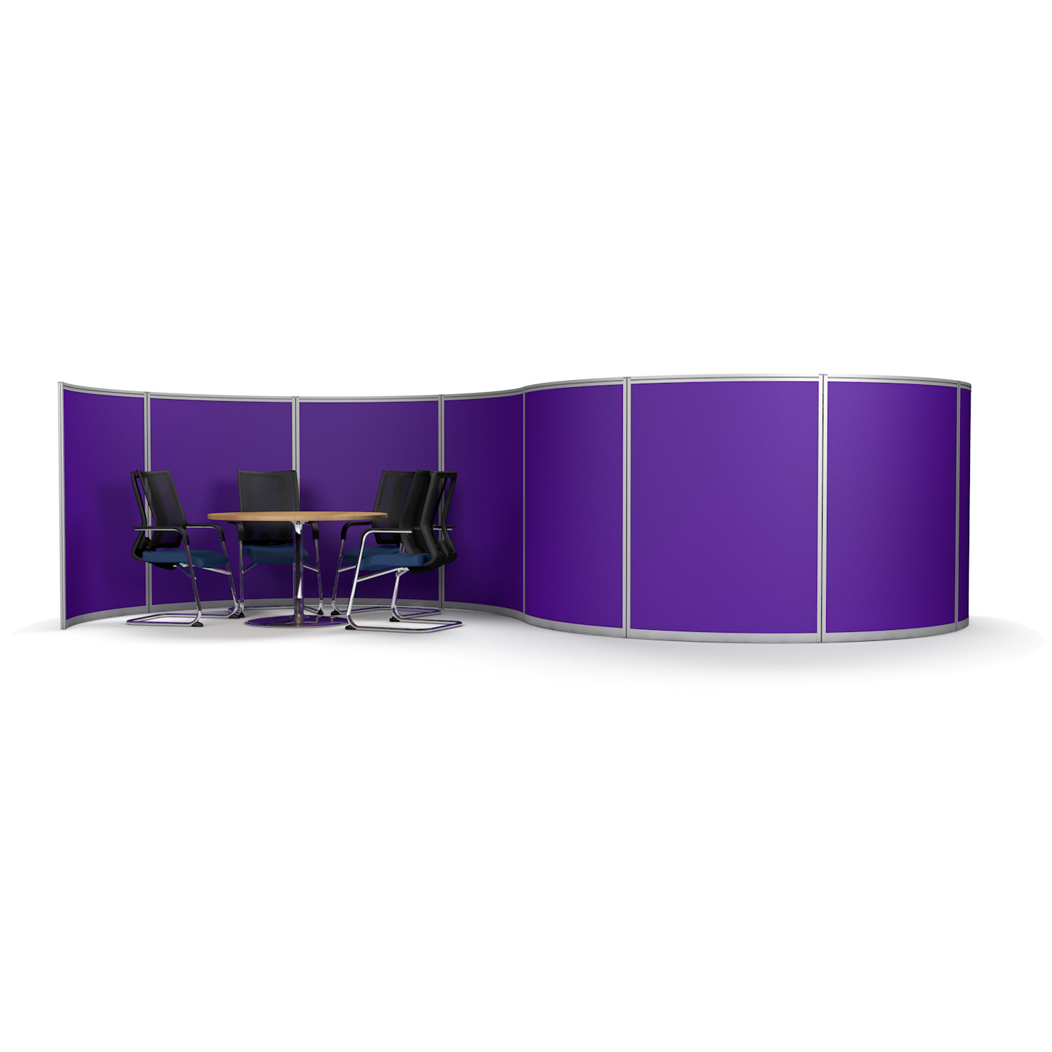 S-Shaped Acoustic Office Screen Wall 6m With Two Meeting Booths