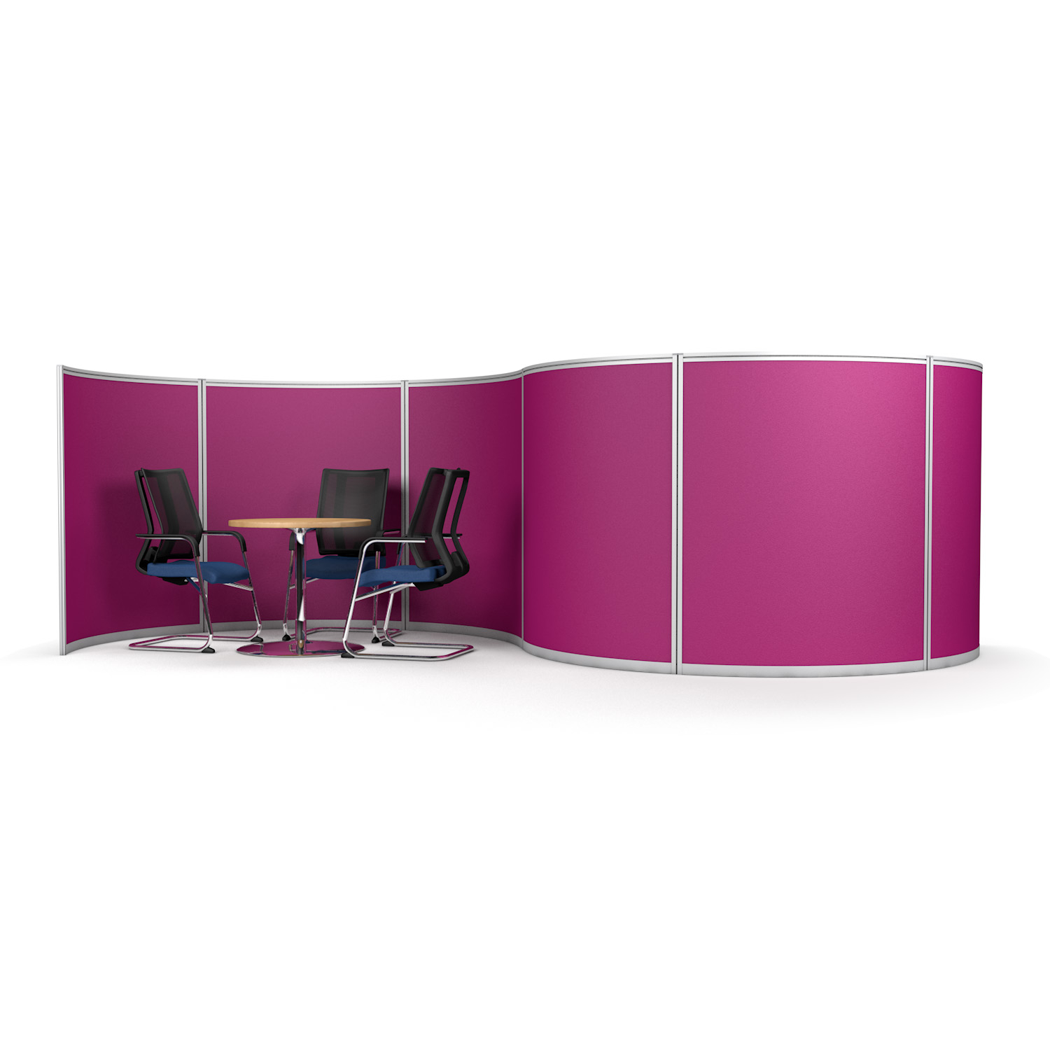 S-Shaped Acoustic Office Screen Wall With Two Meeting Booths