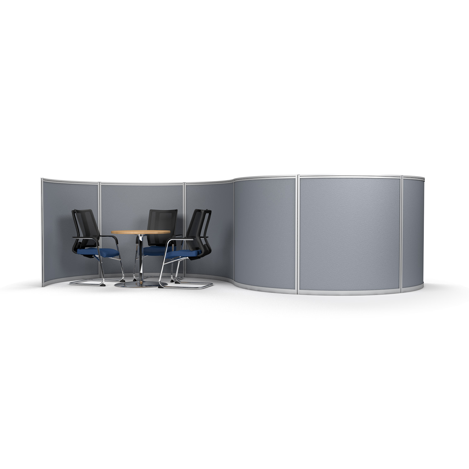 S-Shaped Office Screen Partition With Two Meeting Pods