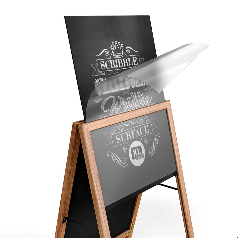 SCRIBBLE Slide In Double Sided Chalkboard Sign Includes Two Protective Covers To Maintain The Chalk Surface