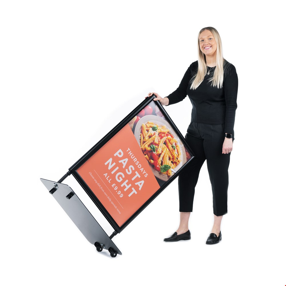 SIDEWALKER® Rolling Pavement Outdoor Signage Board Has Built-in Wheels on The Base For Easy Movement