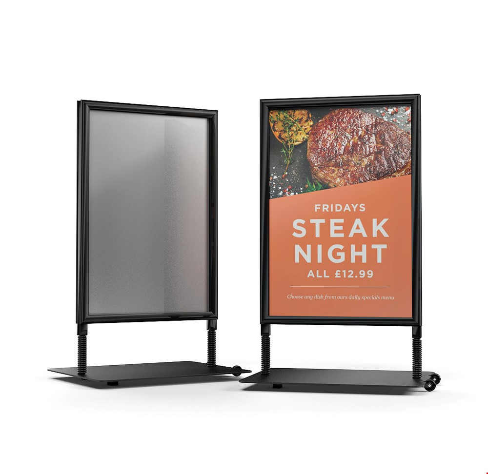 SIDEWALKER® Rolling Pavement Outdoor Signage Board A1 Size With Optional Double-Sided Poster Printing 